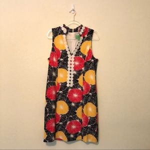 Pappagallo Black Dress with Red & Yellow Floral Print